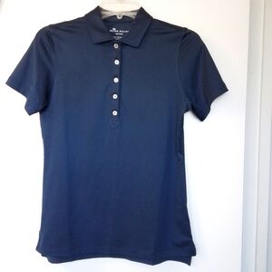 Peter Millar Wicking Solid Blue Golf Button Polo UPF 50+ Size Small